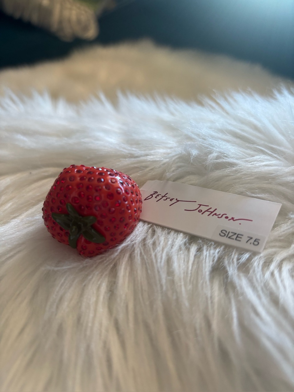 Betsey Johnson Red Tomato Decorative Accent with Green Leaf Detail